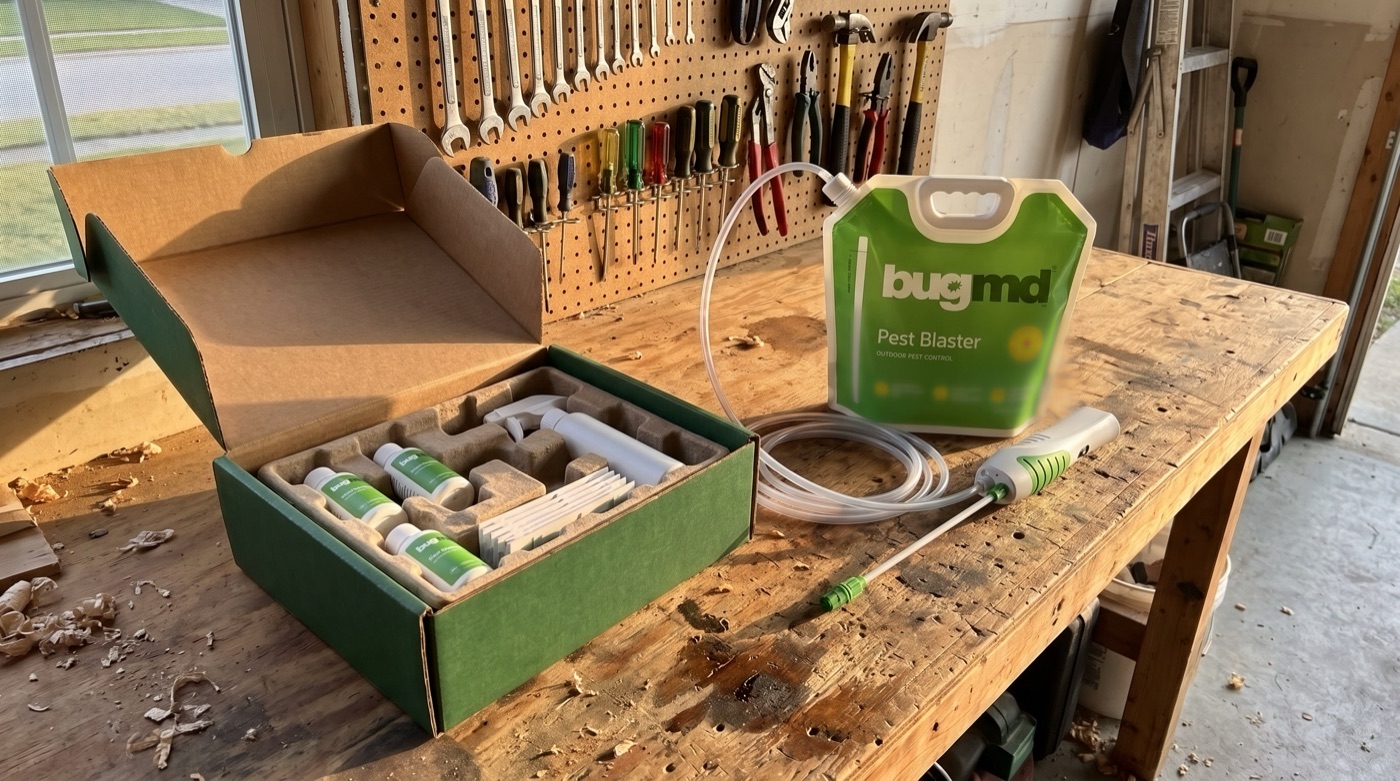 The BugMD Whole-Home Defense Kit laid out on a workbench